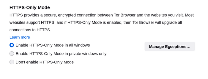 Modo HTTPS-only en el Navegador Tor
